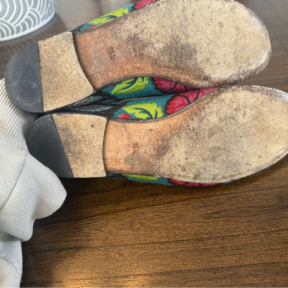 Gucci Jordaan Floral Embroidered Loafers - Multicolor size 35.5 - Picture 6 of 7